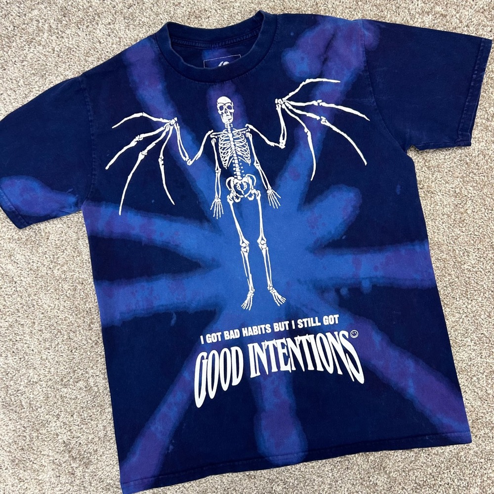 Nav XO Good‎ Intentions Tshirt Men Size Large Winged Skeleton Graphic Weeknd